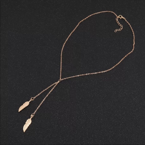 New Fashion Long Gold Color Leaves Choker Pendant Necklace - Picture 4 of 7